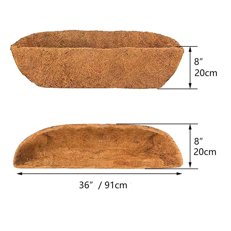 HHTHH 2pcs Trough Coco Liner 36 inch Wall Planter Replaceable Coco Liner for Window Box, Fence Flower Baskets - Image 2